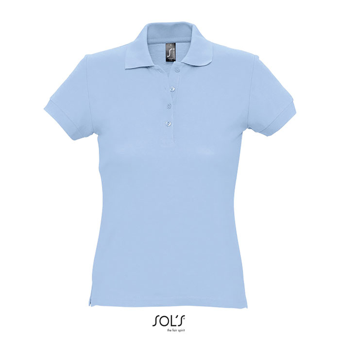 Polo publicitaire coton femme 170g - PASSION Ciel Piqué